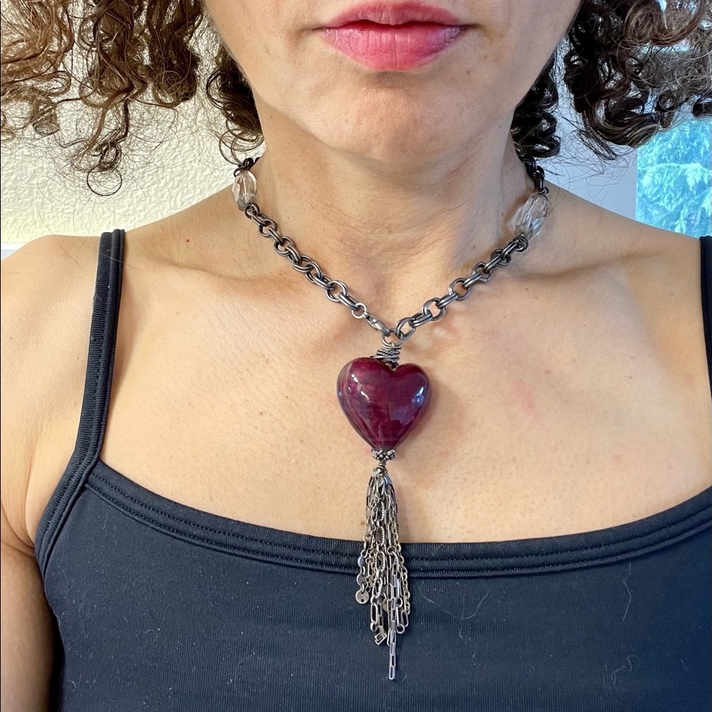 Emily Jane red crystal heart necklace
